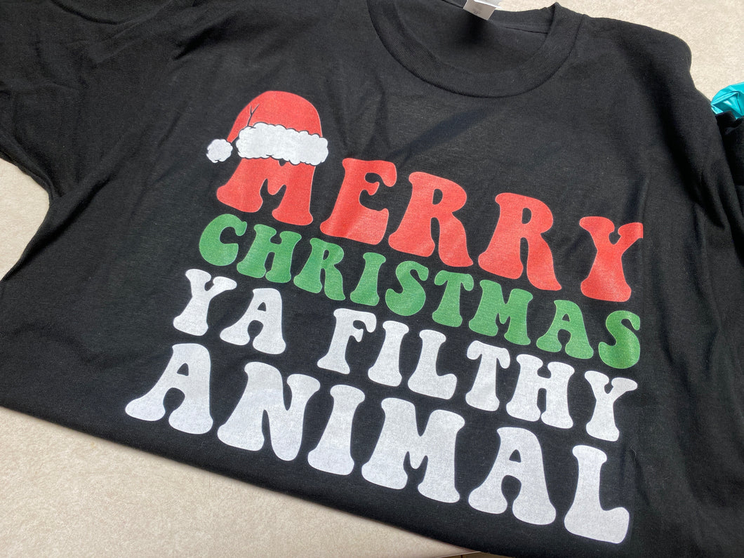 Merry Christmas ya filthy animal graphic tee