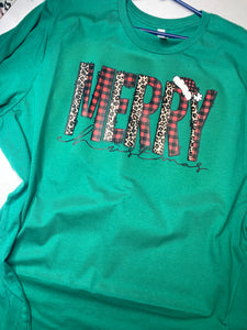 Merry Christmas plaid graphic tee