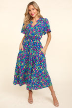 Load image into Gallery viewer, Haptics Printed Notched Short Sleeve Dress with Pockets
