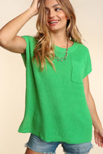 Load image into Gallery viewer, Haptics Pocketed Round Neck Cap Sleeve Knit Top
