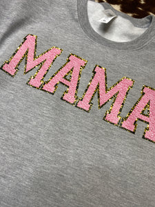 SWEATSHIRT OR TEE MAMA faux-embroidered chenille letter graphic tee