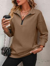 Load image into Gallery viewer, Mandy Zip-Up Dropped Shoulder Sweatshirt  ** 5-10 business day shipping! **
