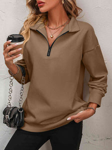 Mandy Zip-Up Dropped Shoulder Sweatshirt  ** 5-10 business day shipping! **