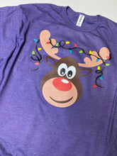 Load image into Gallery viewer, Reindeer with lights graphic tee
