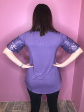 Load image into Gallery viewer, Purple Dream Lace flutter sleeve top
