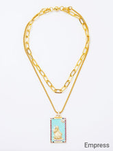 Load image into Gallery viewer, Melania Clara Double Layer Enamel Fortune Tarot Cards Pendant Necklace
