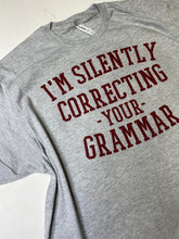 Load image into Gallery viewer, Silently correcting your grammar gray &amp; maroon graphic tee
