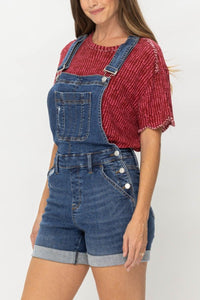 Judy Blue High Waist Destroy & Double Cuff Shorts Overalls