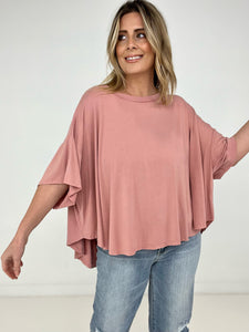 Easel "The Swing Of Things" Solid Short Sleeve Swing Top