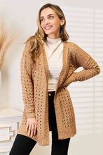 Load image into Gallery viewer, Woven Right Openwork Horizontal Ribbing Open Front Cardigan
