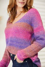 Load image into Gallery viewer, Double Take Multicolored Rib-Knit V-Neck Knit Pullover
