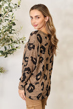 Load image into Gallery viewer, Hopely Full Size Leopard V-Neck Long Sleeve T-Shirt
