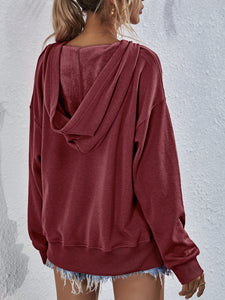 Dropped Shoulder Slit Hoodie  ** 5-10 BUSINESS DAY SHIPPING!**