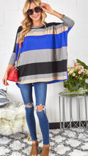 Load image into Gallery viewer, Willow oversized stripe top in blue
