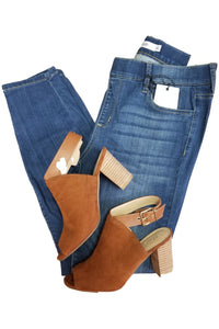 Peep toe chunky heel sandals in toffee- FINAL SALE!