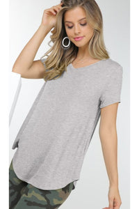 V neck tee in heathered grey- FINAL SALE!