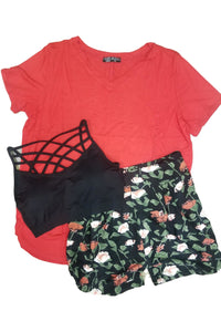 V neck tee in red- FINAL SALE!