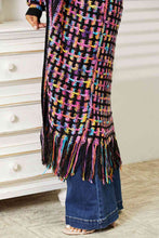 Load image into Gallery viewer, Double Take Full Size Multicolored Open Front Fringe Hem Cardigan
