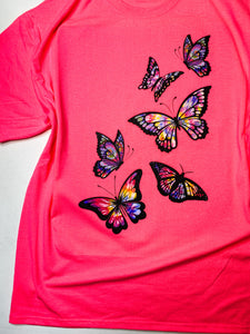 Tie dye Butterfly neon pink graphic tee