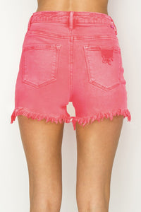 RISEN High Waist Frayed Hem Denim Shorts