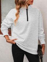 Load image into Gallery viewer, Mandy Zip-Up Dropped Shoulder Sweatshirt  ** 5-10 business day shipping! **
