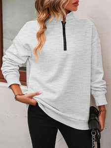 Mandy Zip-Up Dropped Shoulder Sweatshirt  ** 5-10 business day shipping! **