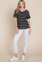 Load image into Gallery viewer, BOMBOM Simple Goals Waffle Knit Striped Tee
