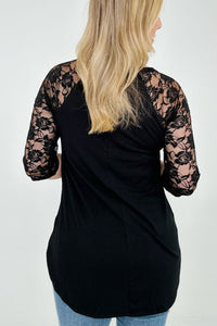 Zenana Plus Lace Half Sleeve Round Neck & Round Hem Top