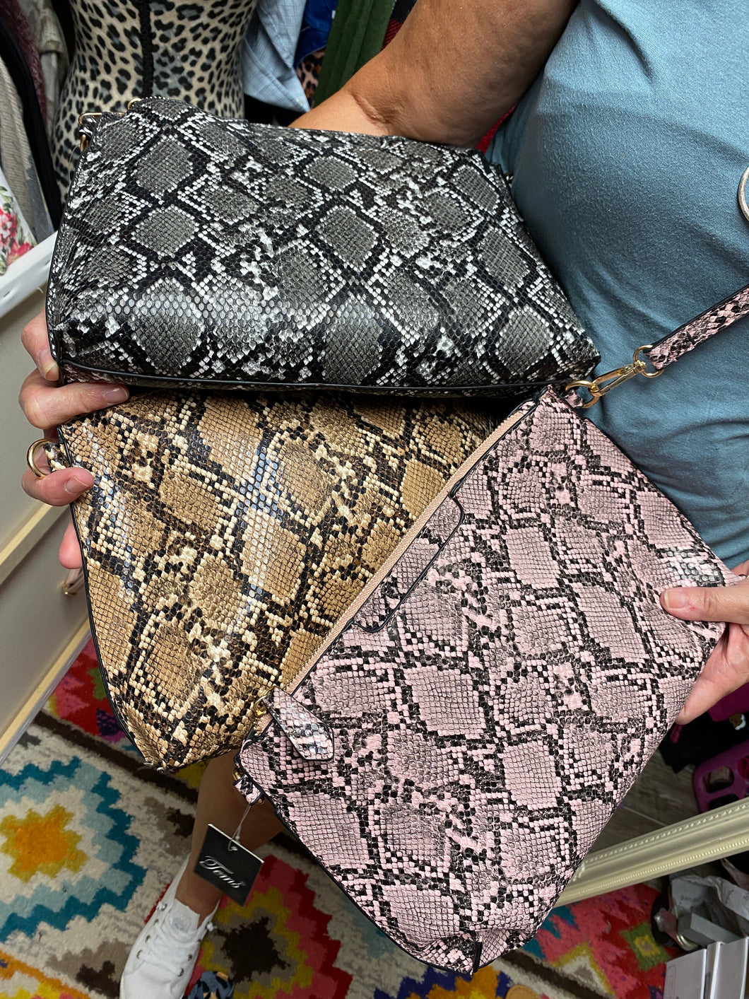 Snakeskin clutch/combo bags- FINAL SALE