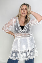 Load image into Gallery viewer, White Birch Half Sleeve Lace Cover up
