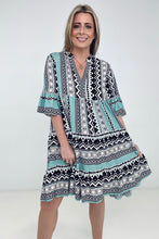 Load image into Gallery viewer, Easel &quot;Reva&quot; Bell Sleeve Boho Print Dress
