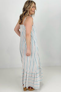 Cozy Co Sleeveless Striped Maxi Dress with Side Seam Pockets