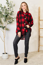 Load image into Gallery viewer, Heimish Full Size Plaid Button Front Hooded Shirt
