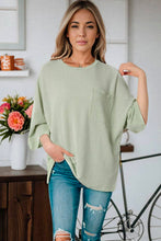 Load image into Gallery viewer, Ribbed Roll-Tab Sleeve Chest Pocket Oversize Top
