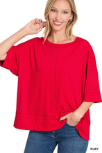 Load image into Gallery viewer, Zenana Ribbed Boat Neck Dolman Sleeve Top W Front Seam
