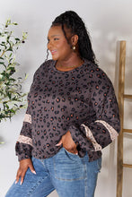 Load image into Gallery viewer, Jade By Jane Full Size Leopard Lace Detail Blouse
