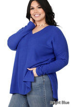 Load image into Gallery viewer, Zenana Plus Brushed Thermal Waffle V-Neck Sweater
