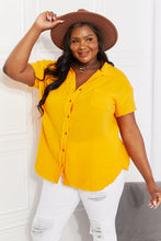 Load image into Gallery viewer, Zenana Full Size Summer Breeze Gauze Short Sleeve Shirt in Mustard
