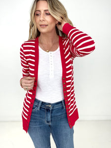 Zenana Striped Snap Button Cardigan