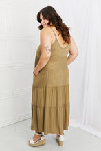 Load image into Gallery viewer, Zenana Full Size Spaghetti Strap Tiered Dress with Pockets in Khaki
