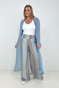 Cozy Co "Boho Vibes" Smocked Waistband Palazzo Pants