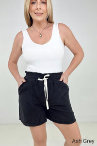 Zenana "April" Gauze Drawstring Waist Shorts