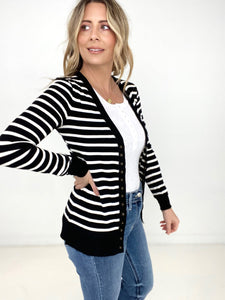 Zenana Striped Snap Button Cardigan