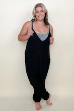 Load image into Gallery viewer, Textured Black Sleeveless V-Neck Pocketed Jumpsuit
