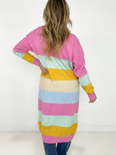 Load image into Gallery viewer, Candy Ribbon Color Block Long Knit Cardigan
