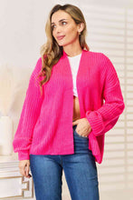 Load image into Gallery viewer, Woven Right Rib-Knit Open Front Drop Shoulder Cardigan
