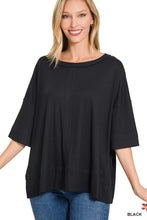 Load image into Gallery viewer, Zenana Ribbed Boat Neck Dolman Sleeve Top W Front Seam
