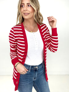 Zenana Striped Snap Button Cardigan