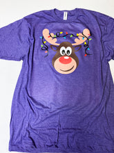 Load image into Gallery viewer, Reindeer with lights graphic tee
