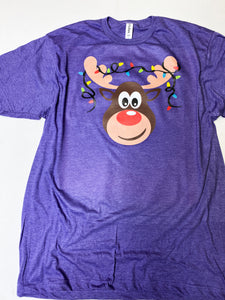 Reindeer with lights graphic tee